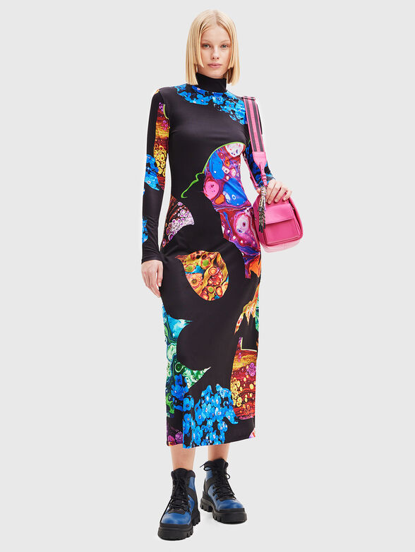 Midi dress with floral print - 4