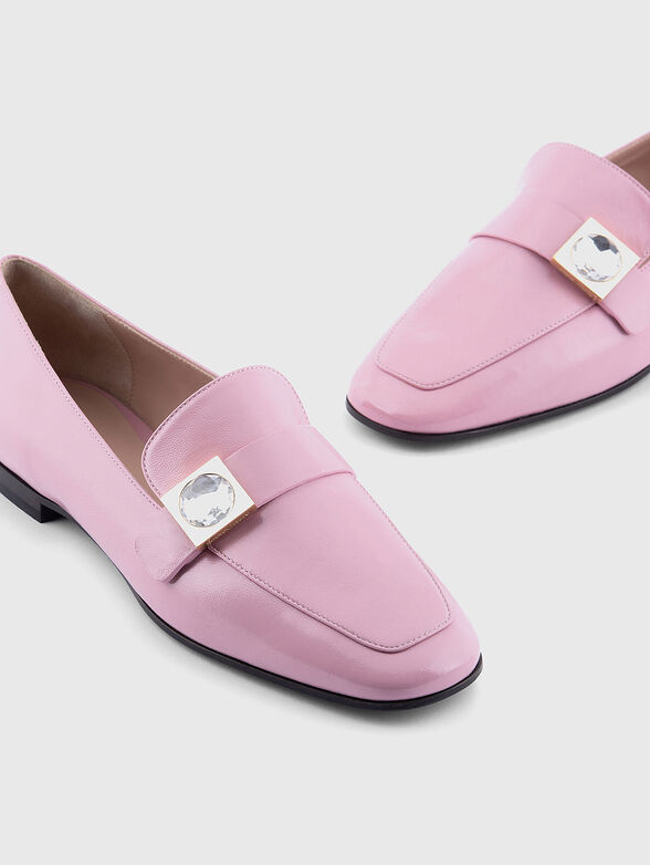 Pink genuine leather loafers - 4