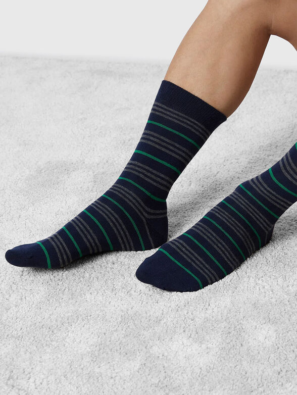 VARSITY black socks with striped motifs - 1