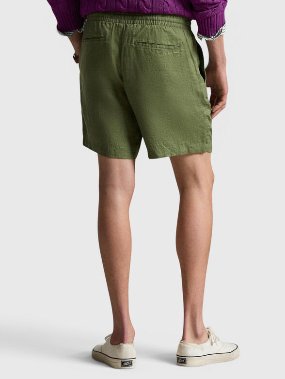 Green linen shorts - 2