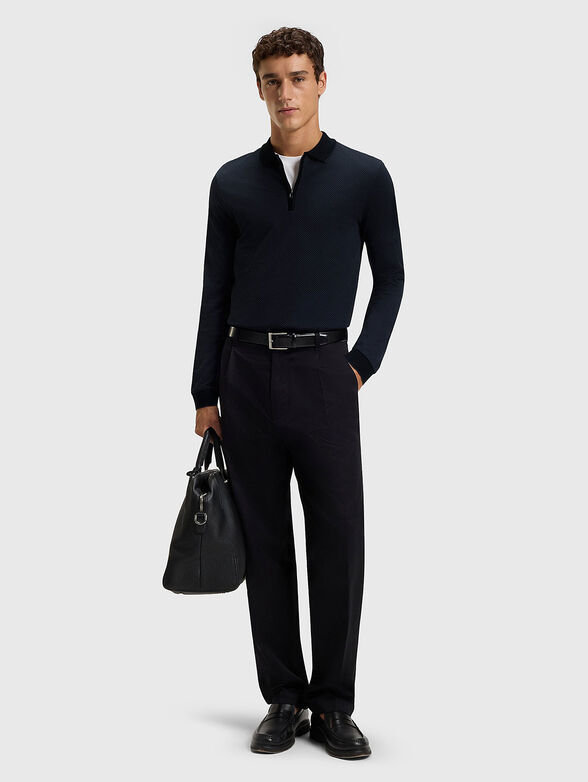 Cotton polo shirt with zip - 2