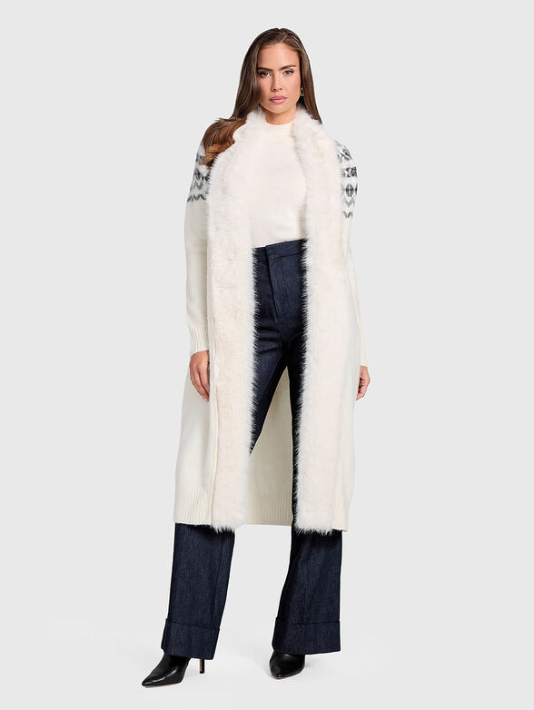 AKILAH wool blend cardigan with accent collar - 2