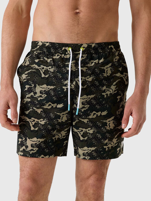 Camouflage-print beach shorts