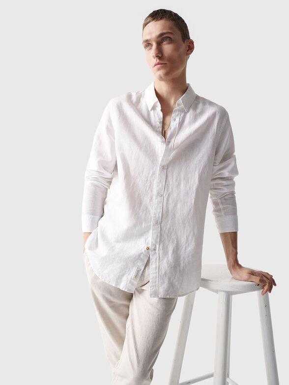 Light blue linen and cotton shirt - 6