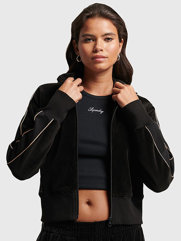 Black sports sweatshirt with zip - 1