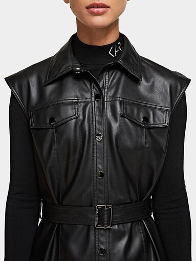 Faux leather dress in black color - 4
