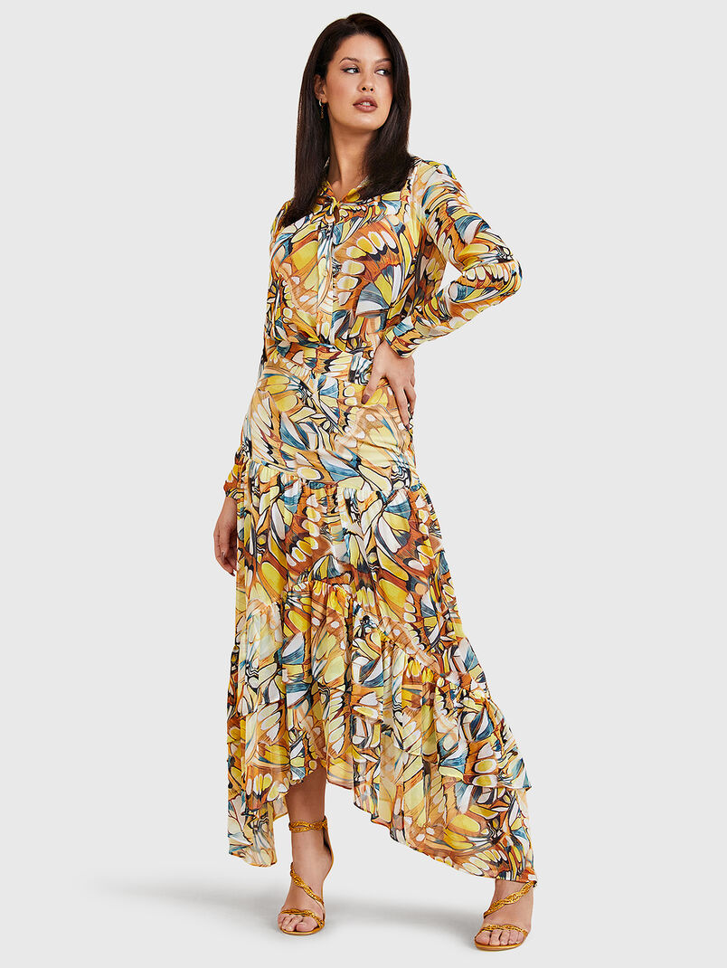 GOLDEN WING midi skirt with multicolor print - 3