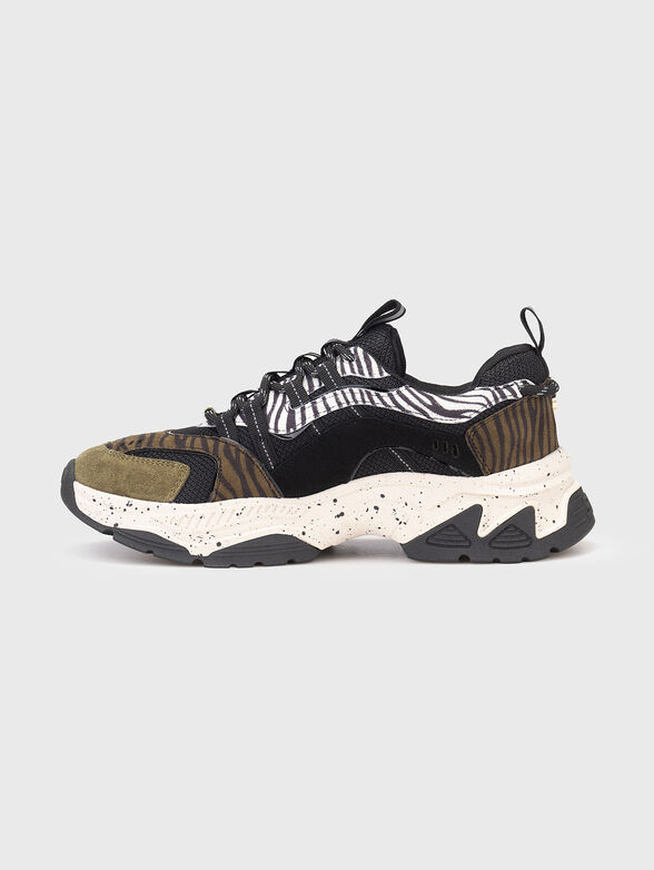 Sports shoes with animal print and suede details - 4