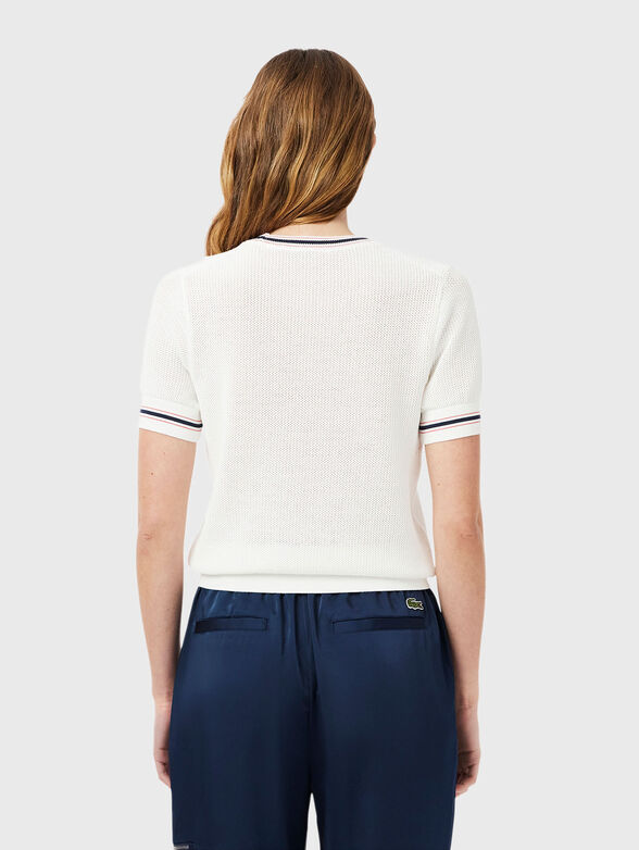 Cotton blouse with oval neckline and logo - 2