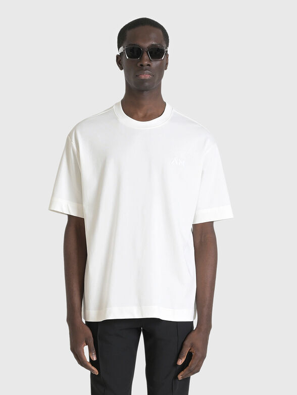Black T-shirt with oval neckline and logo embroidery - 1