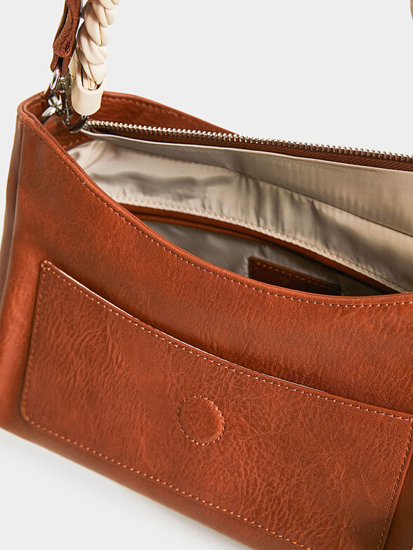 Brown shoulder bag with embossed logo - 5