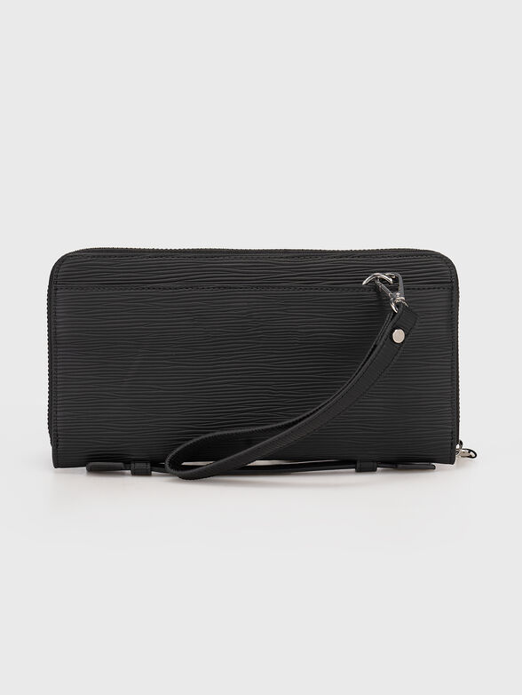 Pouch in black textured faux leather  - 2