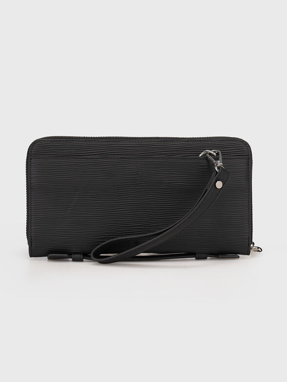 Pouch in black textured faux leather  - 3