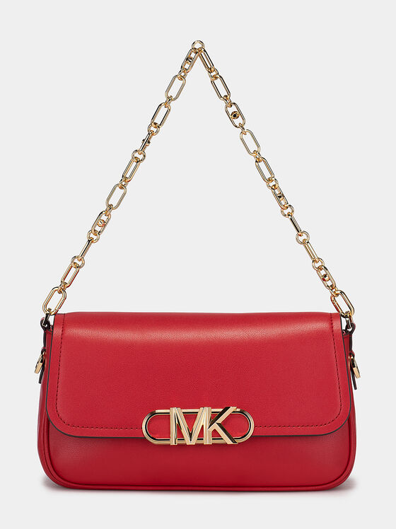 Червена кожена чанта за рамо с лого акцент - 2