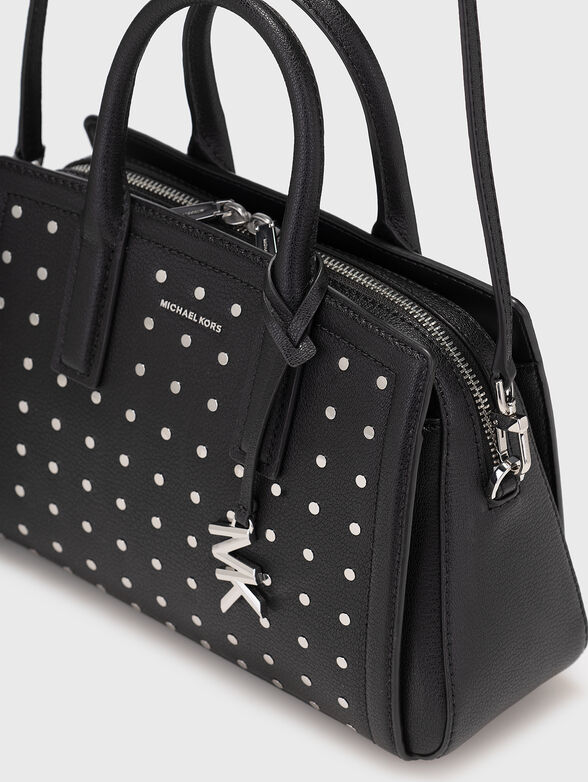 Leather bag with silver details and logo - 5