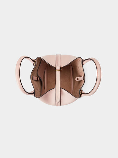 Small leather shopper bag in pale pink color - 4