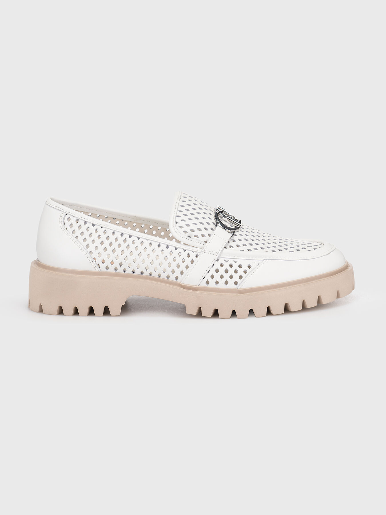 CORA 02 white loafers with perforations brand LIU JO