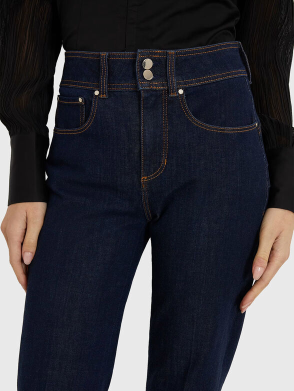 Dark blue cotton blend jeans  - 3