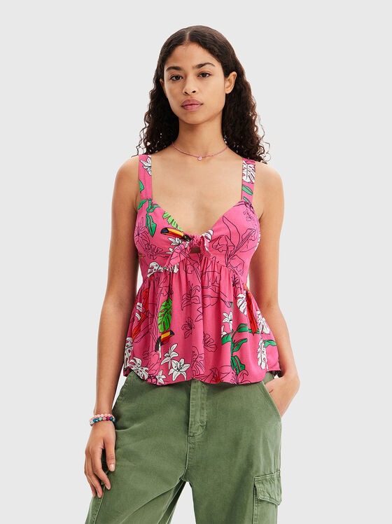 Top with a tropical print in a viscose blend - 1