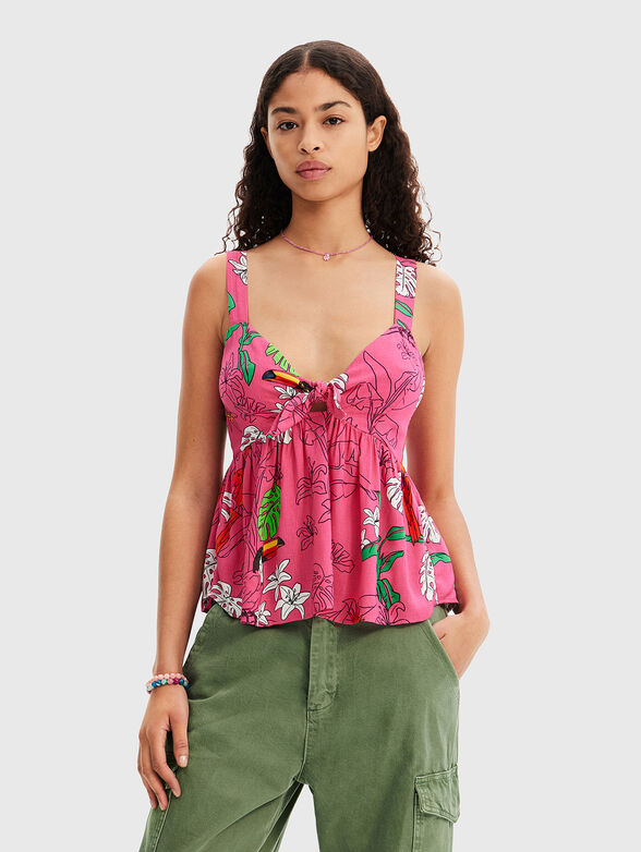 Top with a tropical print in a viscose blend - 1