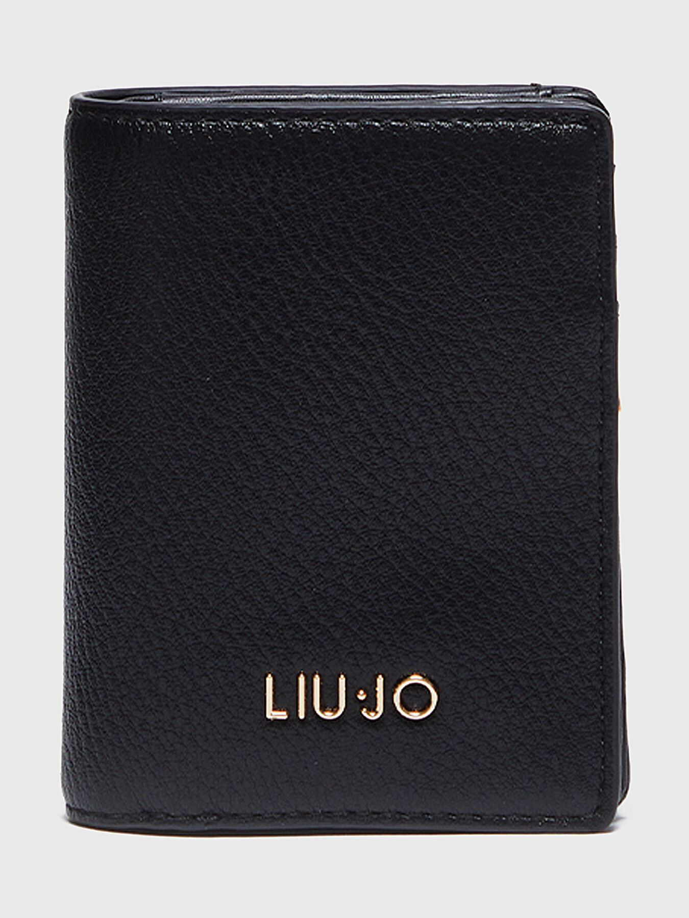Black wallet with gold logo brand LIU JO — Globalbrandsstore.com/en