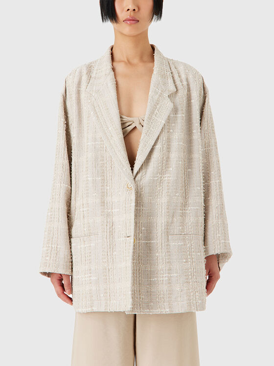 Single-breasted bouclé blazer - 1