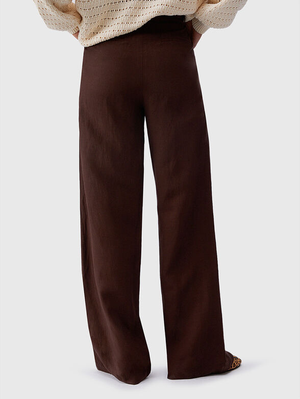 Brown linen blend pants - 2