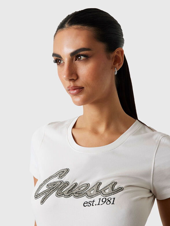 Cotton T-shirt with rhinestones - 4