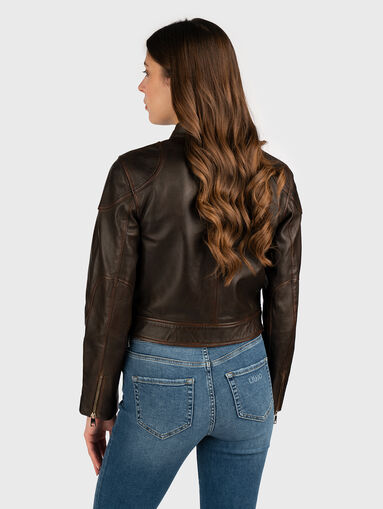 Leather jacket with two front pockets - 3