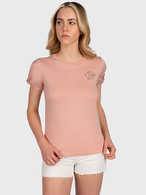Розова тениска GEETA с акцентни ръкави - 1