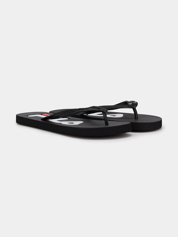 TROY black flip flops with contrasting logo - 2