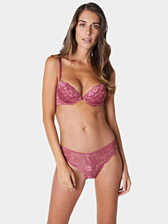 Pink brazilian briefs with lace - 1