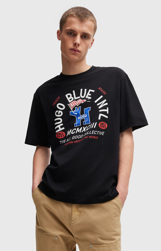 HUGO Logo-appliqué Cotton Shirt | Black