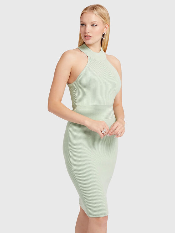 Рипсена рокля JANICE в зелен цвят - 1