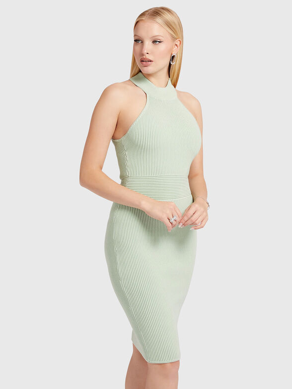 JANICE ribbed dress in green color - 1