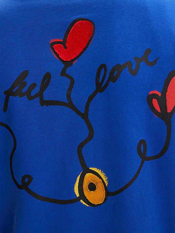 Blue sweatshirt with accent back - 4