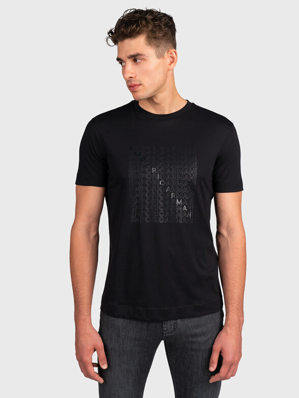 Black t-shirt with eagle applique - 1