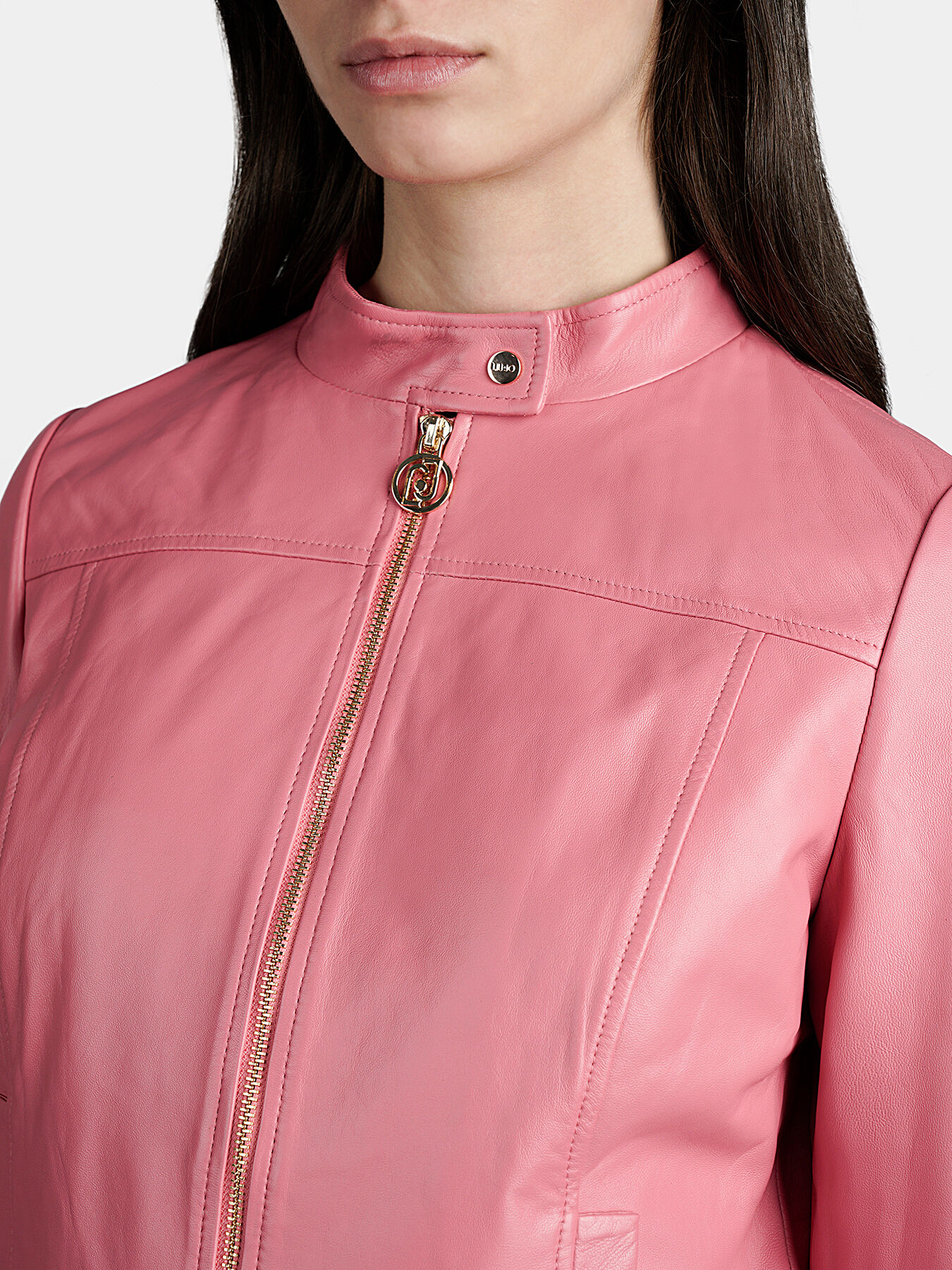 Leather jacket in pink color brand LIU JO — Globalbrandsstore.com/en