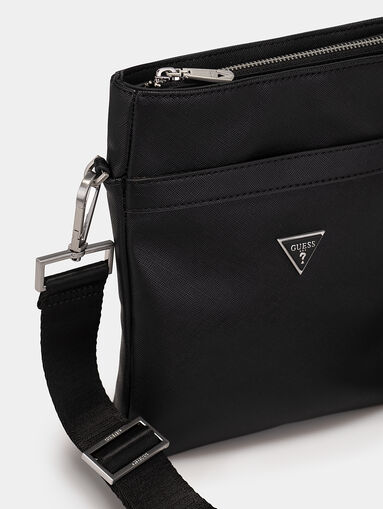 Black crossbody bag with metal logo detail - 4