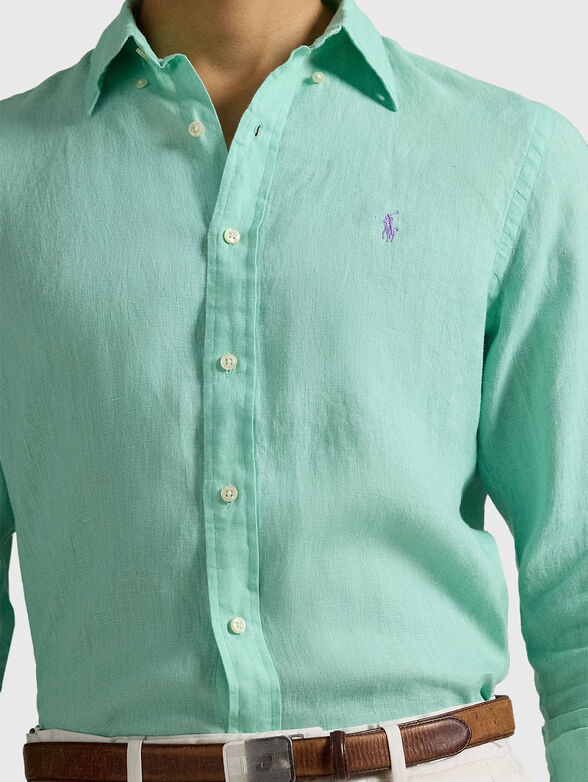 Slim linen shirt with long sleeves - 4