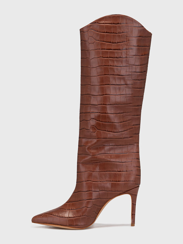 MARYANA black leather boots with croc texture - 4