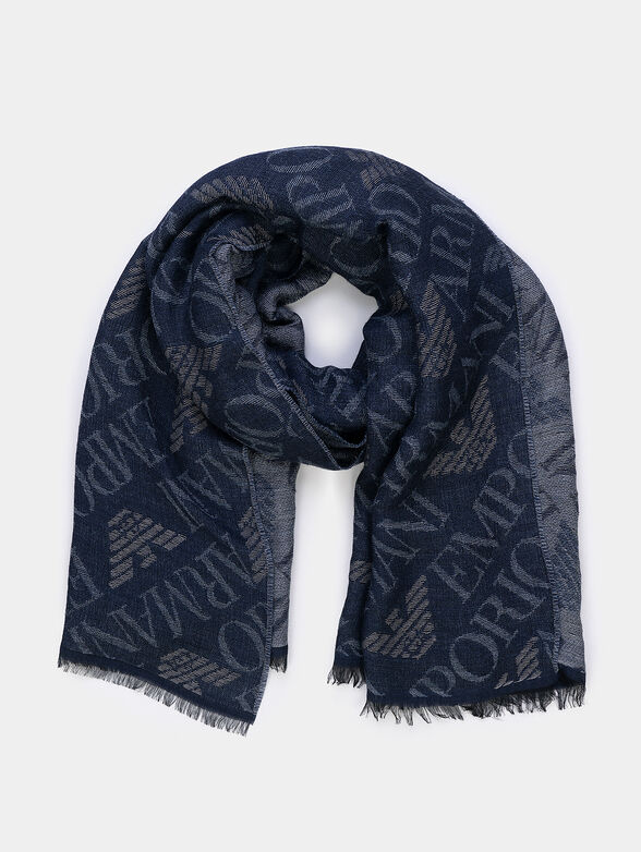 Blue scarf with logo details - 1