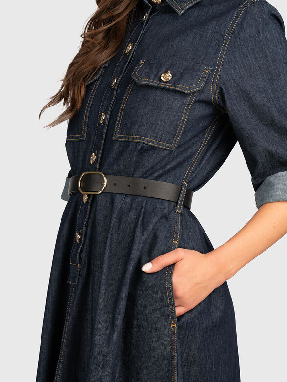 Denim dress with belt - 3