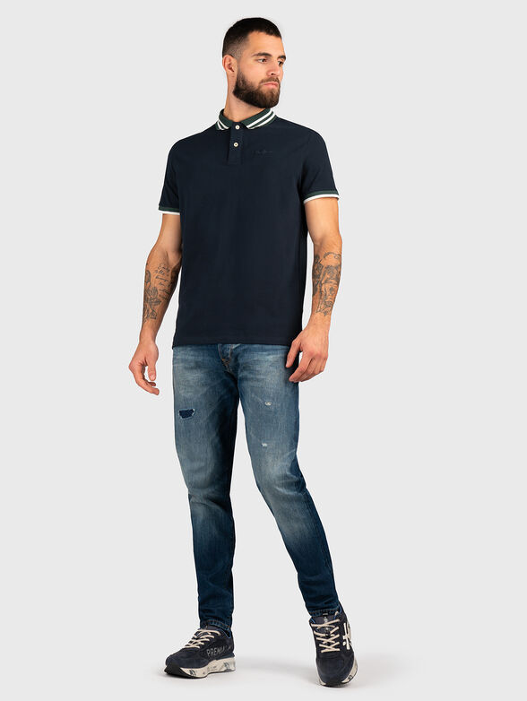 Cotton polo-shirt in dark blue color - 2