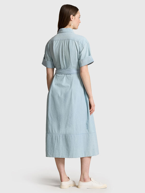 Cotton midi dress with short sleeves - 2