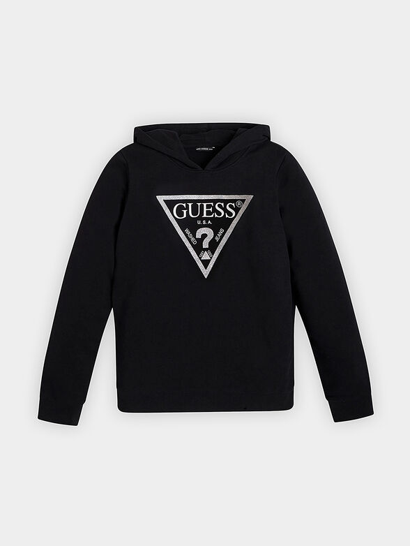 Black hooded sweatshirt with triangular logo - 1