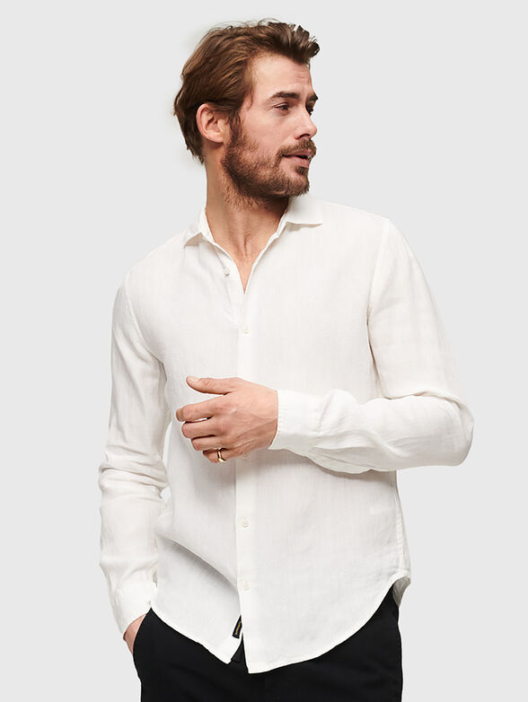 STUDIOS navy blue linen shirt - 1