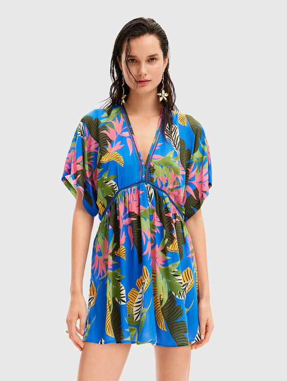 Beach dress with tropical print - 1