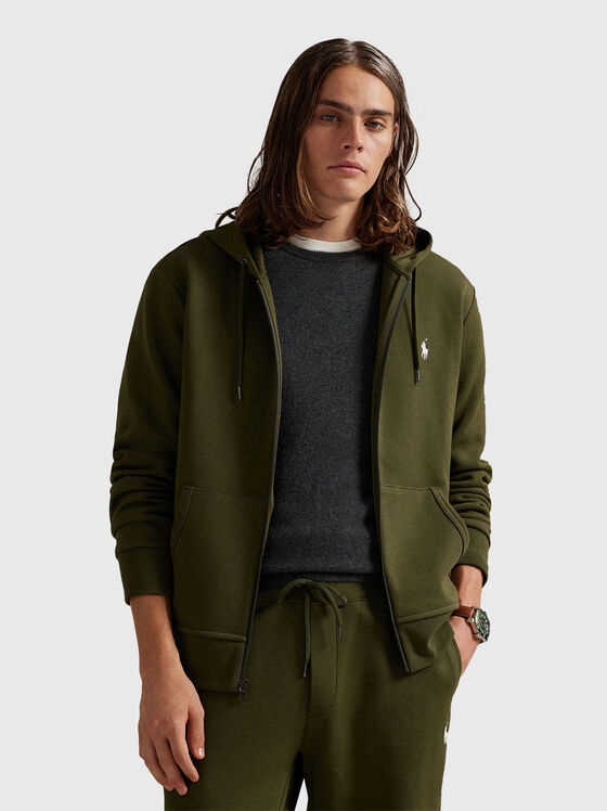 Cotton sweatshirt with hood and zip - 1