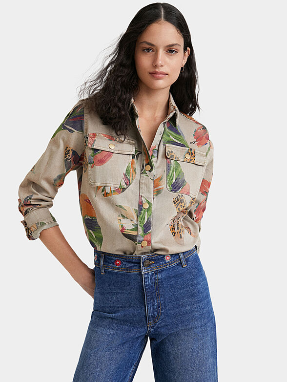 Shirt with floral print - 1